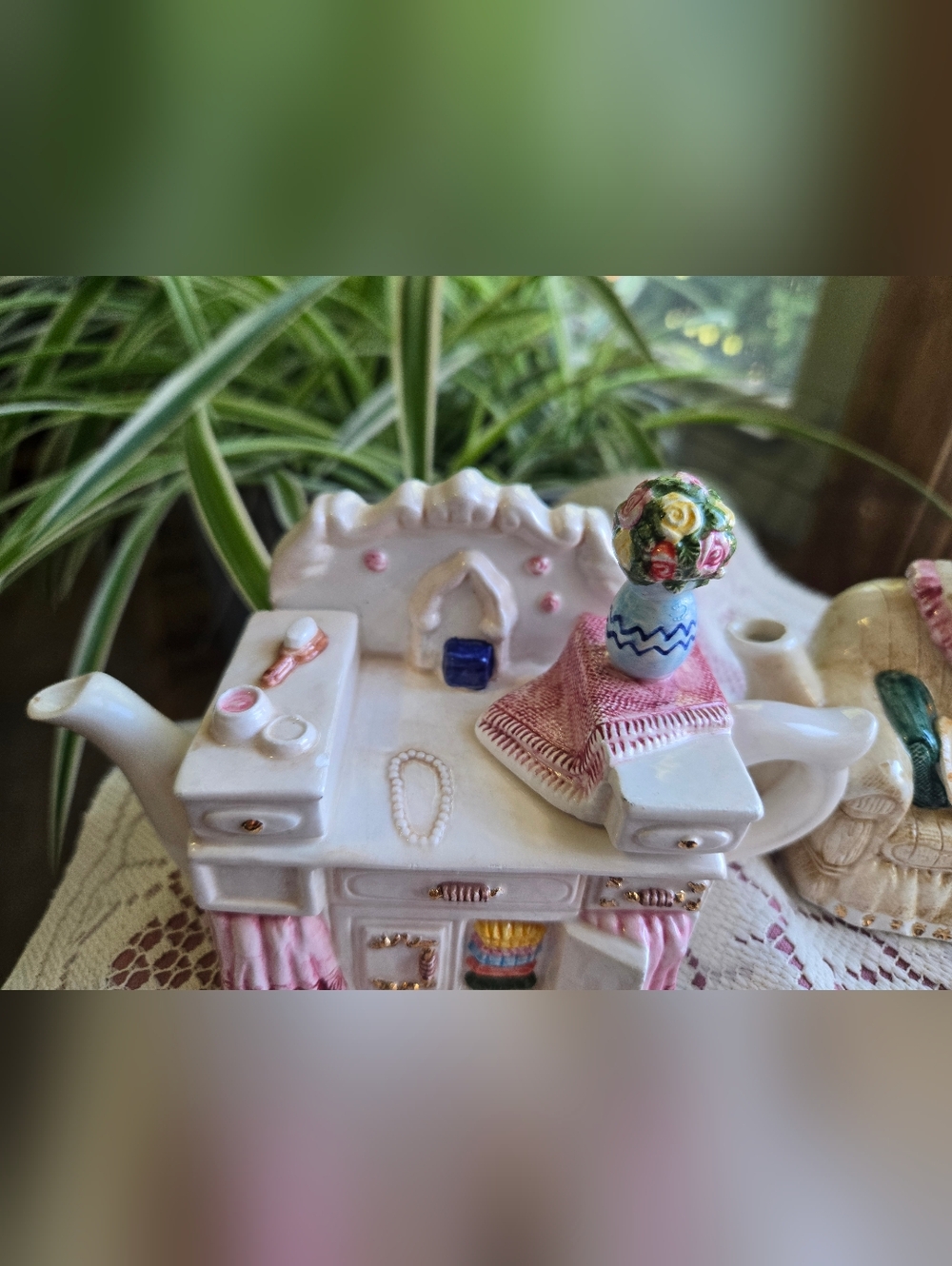 Vintage 1995 Cardinal Inc. Novelty Teapot Set - Sofa & Vanity - Philippines 🩷🩷 - Picture 13 of 14